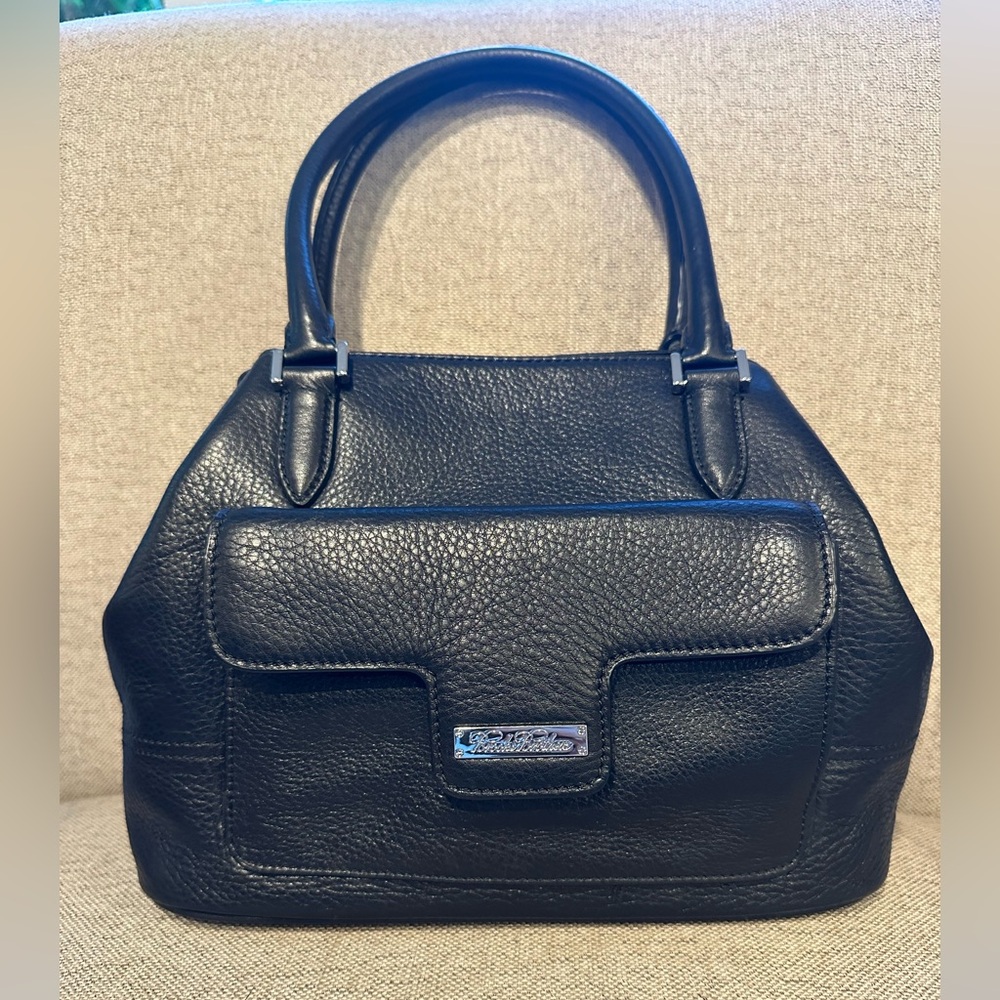 Brooks Brothers Black Genuine Leather Satchel Style Purse Shoulder Bag